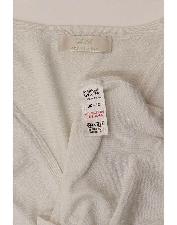 Pulover cardigan cu mâneci 3/4 pentru femei Marks & Spencer UK 12 Medium White