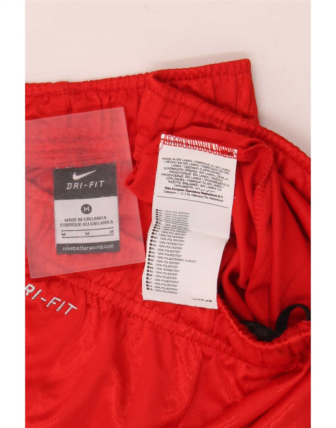 Pantaloni scurți sport Nike Dri Fit pentru bărbați, poliester cu dungi roșii medii