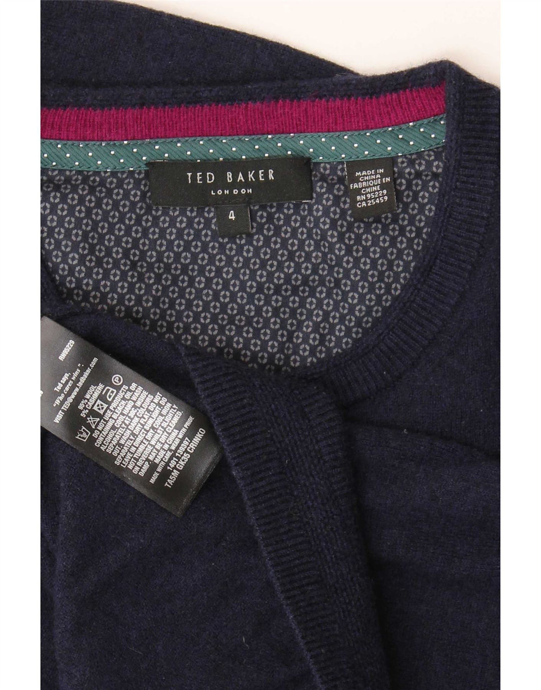 Pulover pentru bărbați Ted Baker cu gâtul turnat, mărimea 4 mare, lână bleumarin