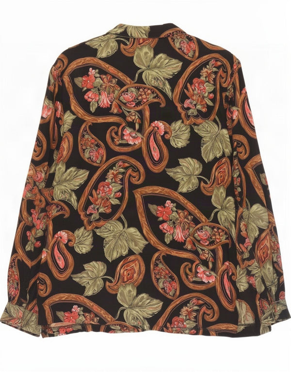 Bluză pentru femei vintage cămașă UK 16, mare, multicoloră, florală, viscoză