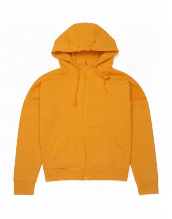 Pulover adidas cu capota supradimensionat cu fermoar pentru femei UK 4/6 XS bumbac galben