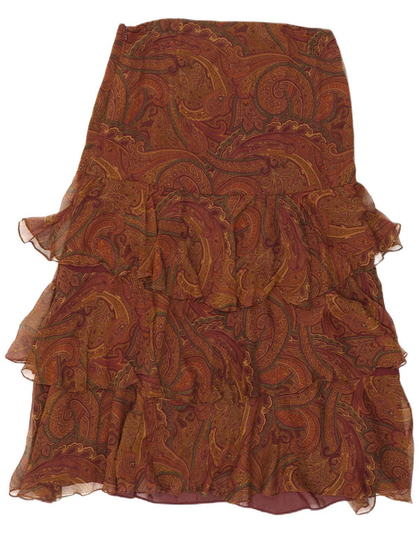 Fusta cu volane pentru femei Ralph Lauren US 8 Medium W32 Brown Paisley Silk