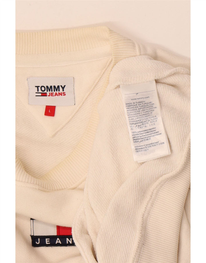 Hanorac pentru bărbați Tommy Hilfiger Pulover mare din bumbac alb