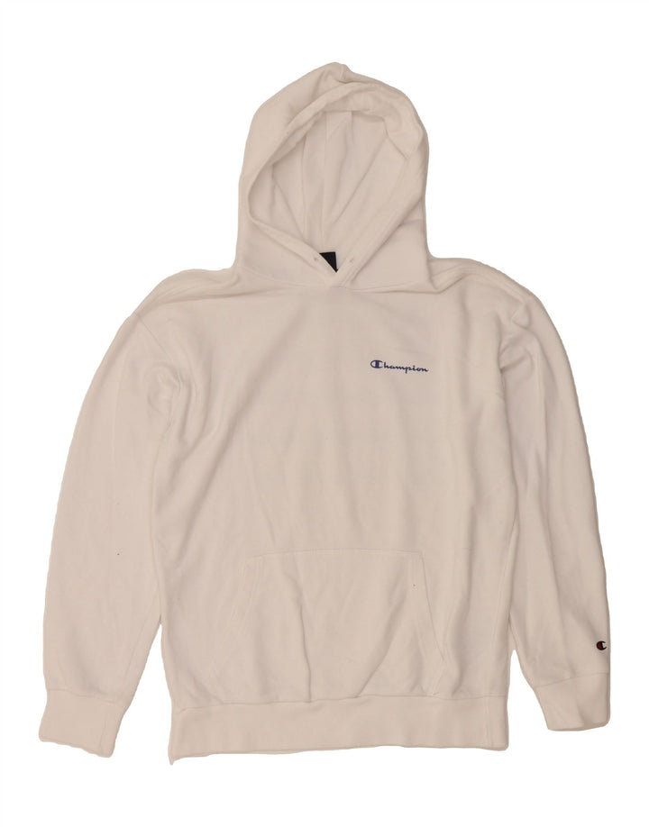 CHAMPION Mens Graphic Hoodie Jumper Small White Cotton Vintage Champion and Second-Hand Champion from Messina Hembry 