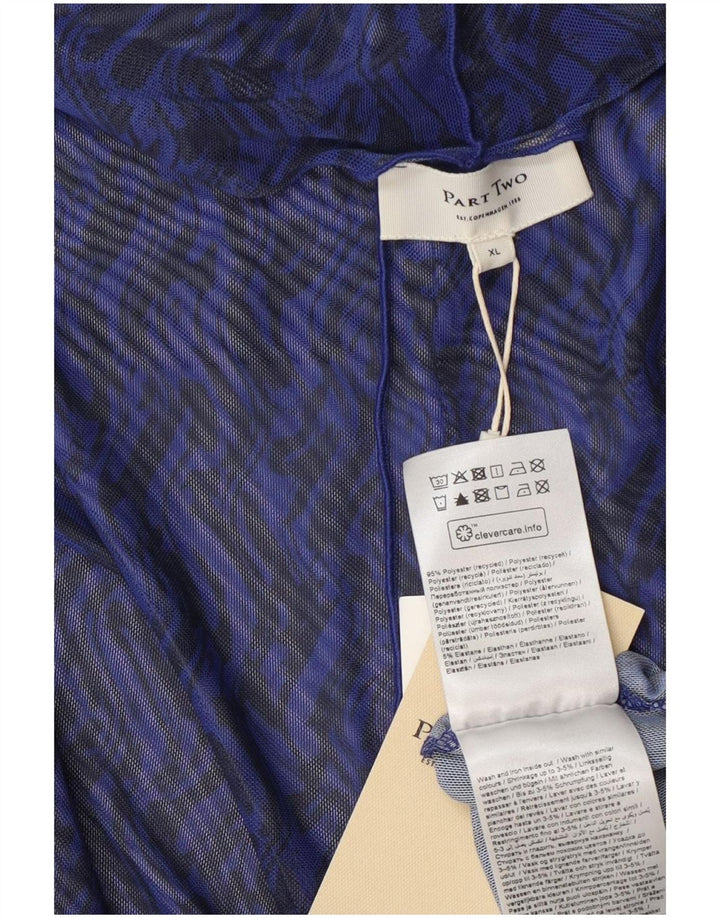 Partea a doua pentru femei cu mânecă lungă Top transparent UK 18 XL poliester chevron albastru