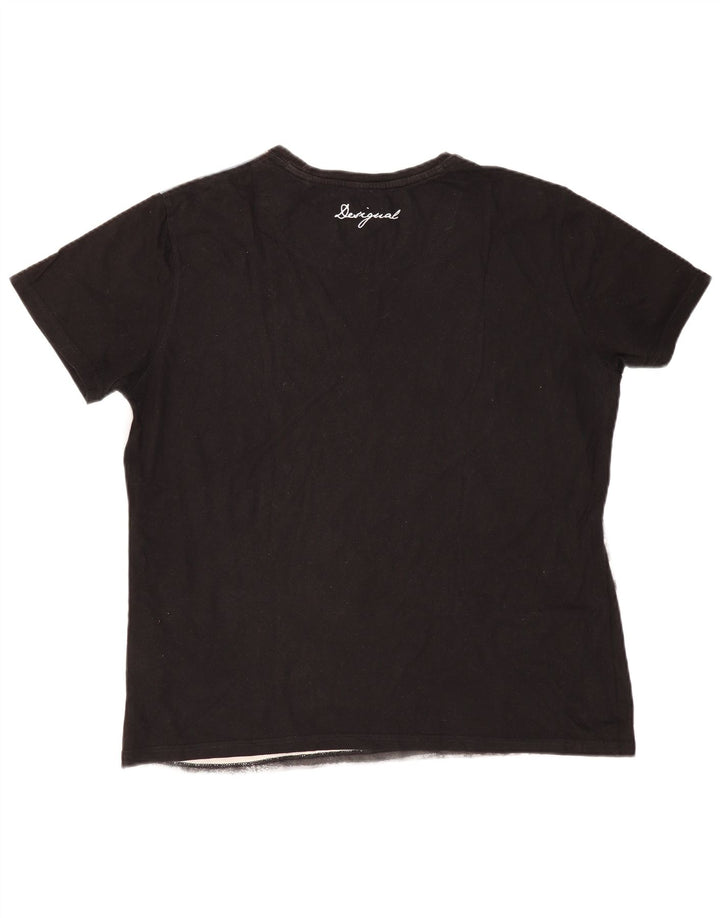 Tricou grafic DESIGUAL pentru bărbați Top 2XL gri bumbac color bloc