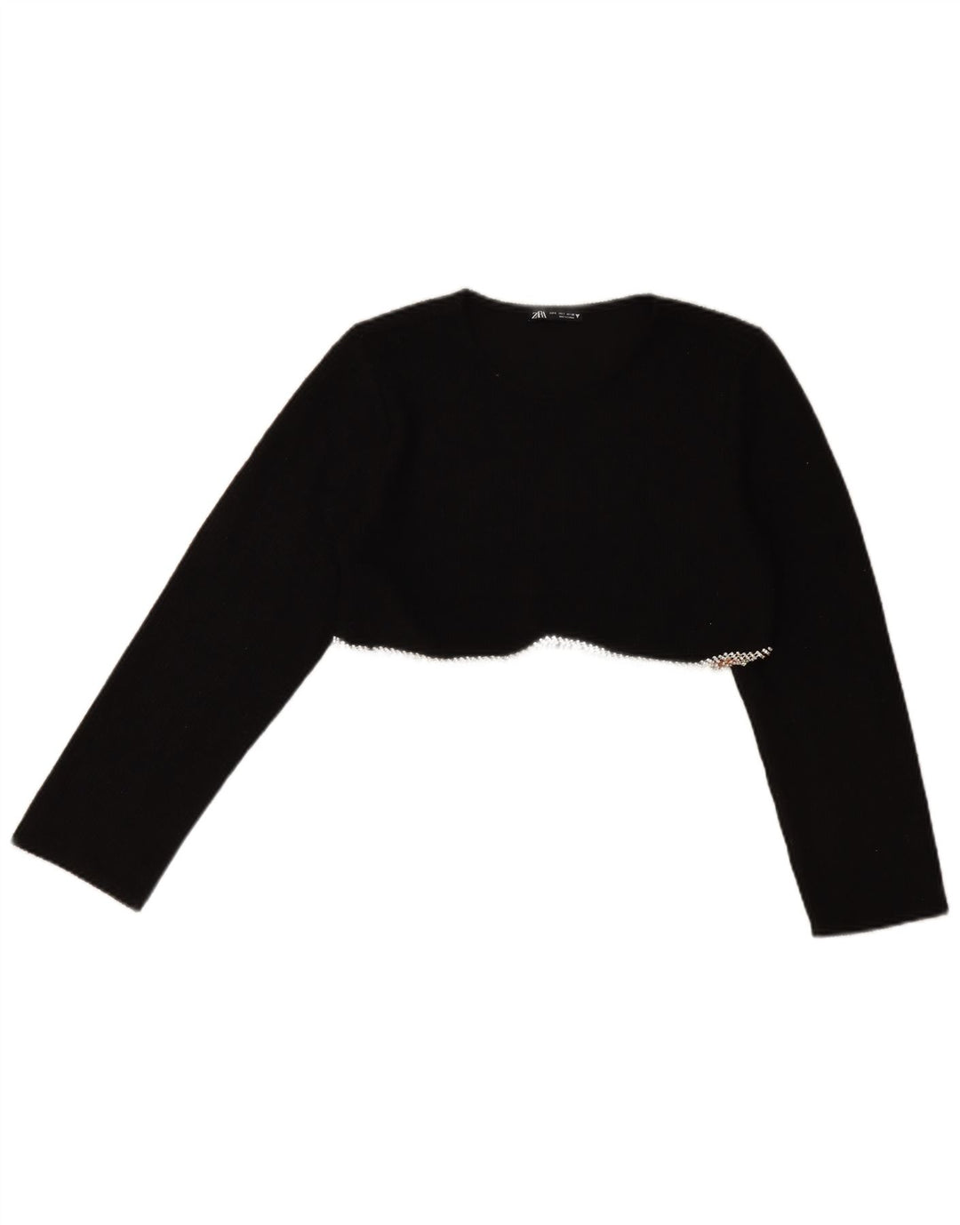 Crop Top cu mânecă lungă pentru femei Zara UK 10 Small Black