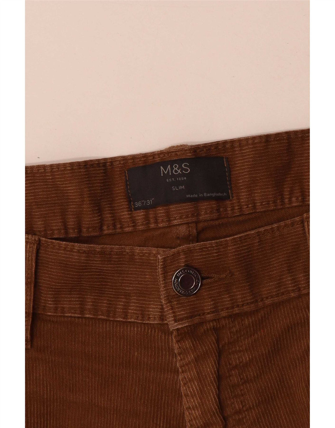 Marks & Spencer Pantaloni scurți subțiri din velur pentru bărbați W36 Maro mare