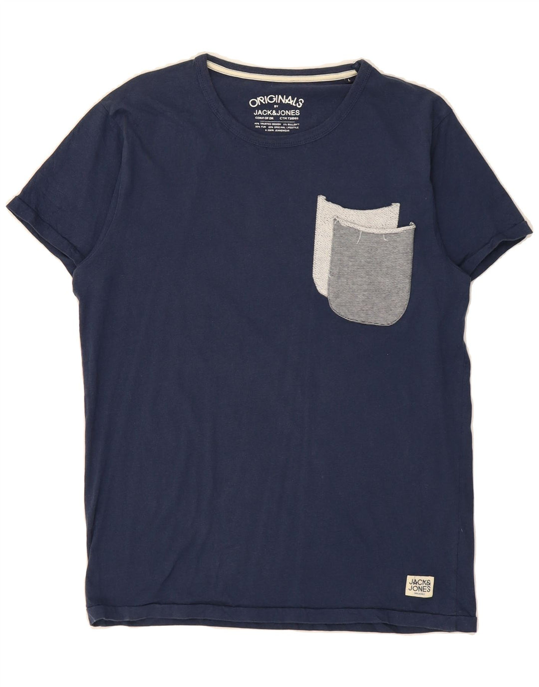 JACK & JONES Mens T-Shirt Top Large Navy Blue Vintage Jack & Jones and Second-Hand Jack & Jones from Messina Hembry 