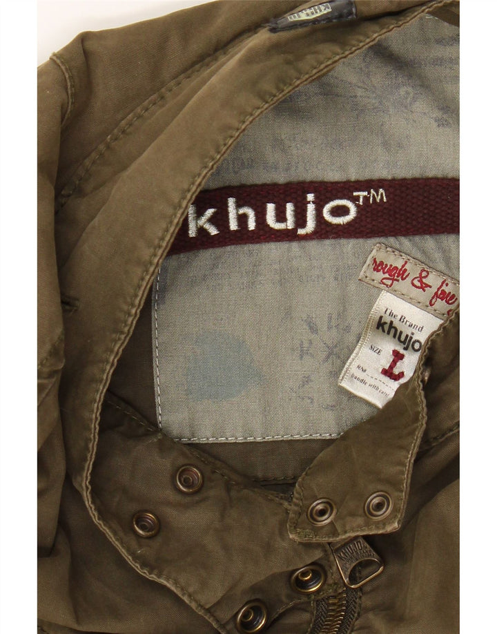 KHUJO Womens Utility Jacket UK 16 Large Khaki Cotton Vintage KHUJO and Second-Hand KHUJO from Messina Hembry 