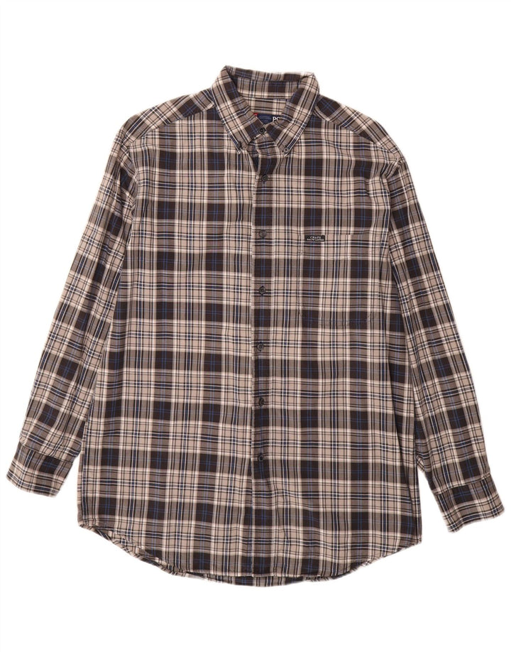 Cămașă de flanel pentru bărbați Chaps Ralph Lauren, bumbac cu carouri, gri mediu