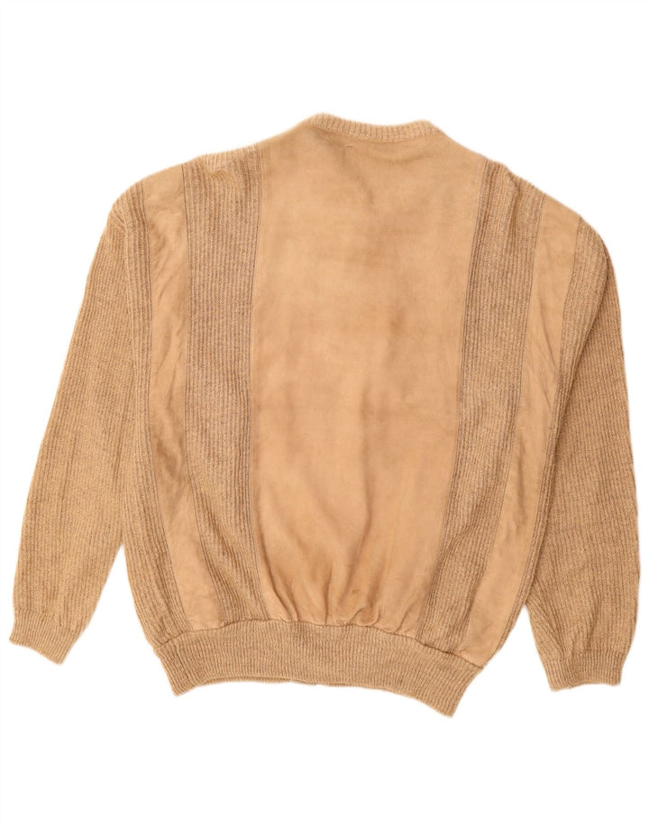 Bomber vintage pentru bărbați din piele intoarsa UK 38 Medium Bej din piele cu dungi