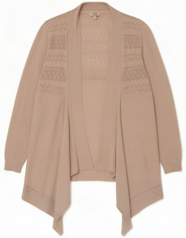 Fat Face Womens Longline Asymetric Cardigan Pulover UK 14 Medium Beige