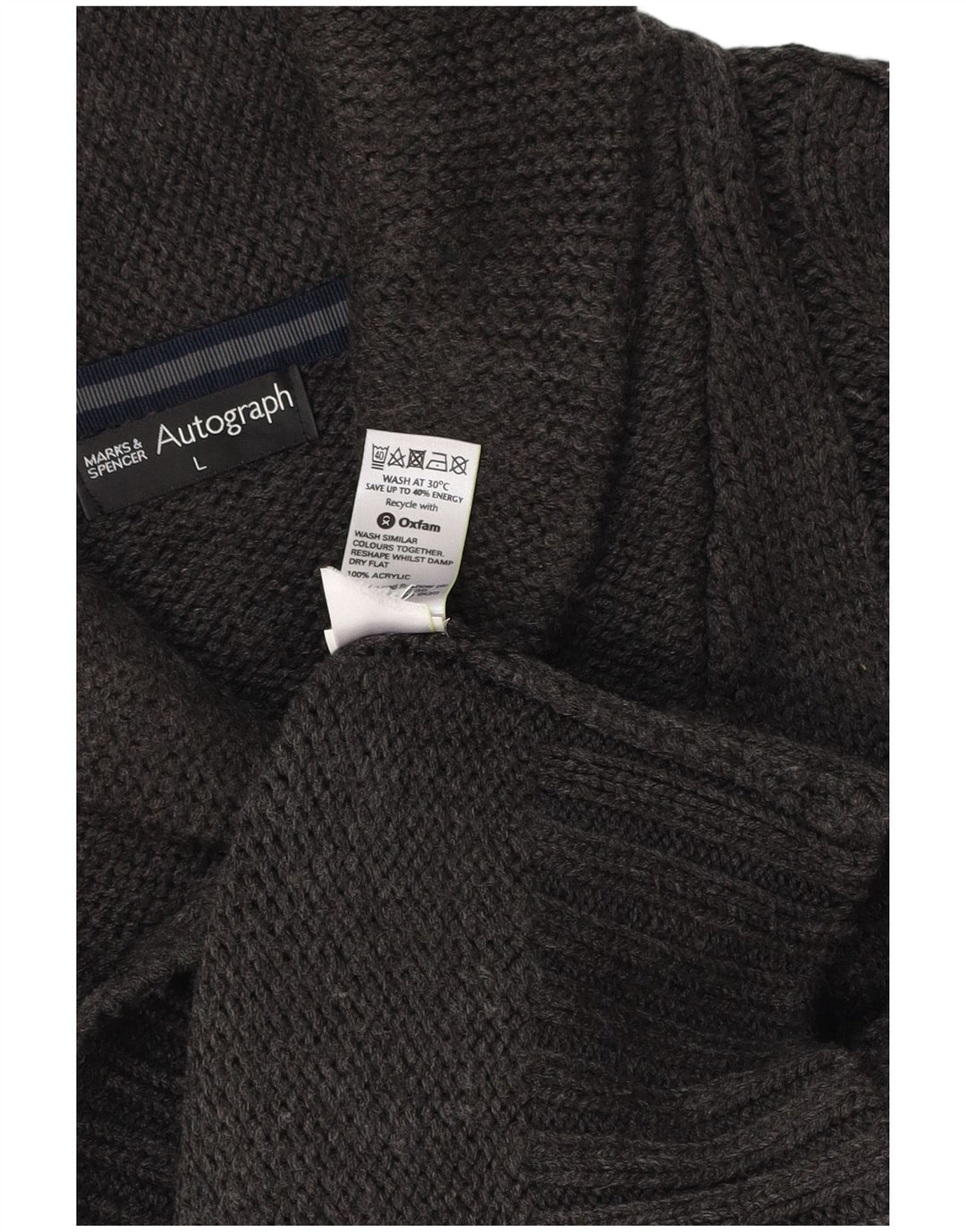 MARKS & SPENCER Pulover pentru bărbați cu autograf cu gât șal, mare, gri
