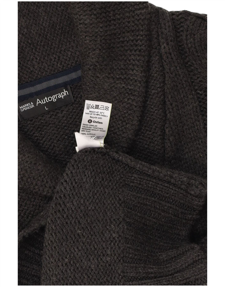 MARKS & SPENCER Pulover pentru bărbați cu autograf cu gât șal, mare, gri