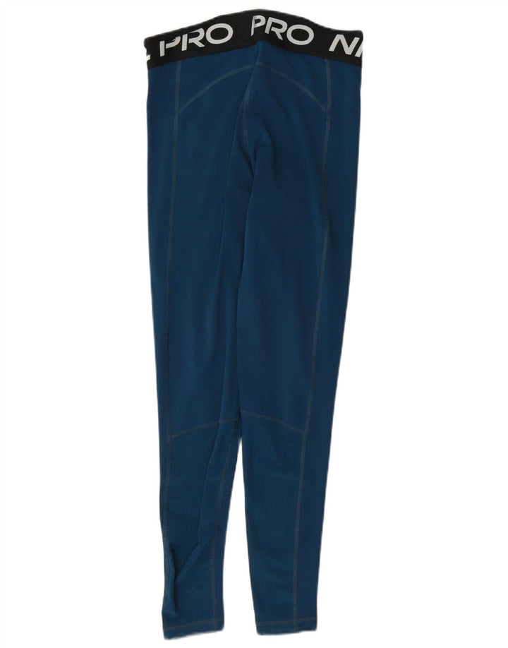 Leggings cu grafică Nike Dri Fit pentru femei UK 10 Mic, albastru, poliester bloc de culoare