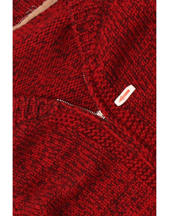 Pulover Cardigan Vintage pentru bărbați, roșu mediu cu pete