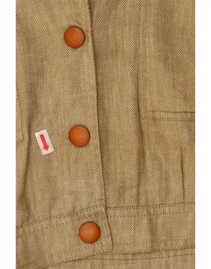 I BLUES Womens Crop Bomber Jacket IT 40 Small Beige Herringbone Cotton Vintage i Blues and Second-Hand i Blues from Messina Hembry 