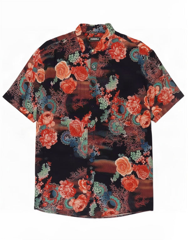Cămașă Vintage pentru bărbați cu mânecă scurtă 3XL, multicoloră, florală