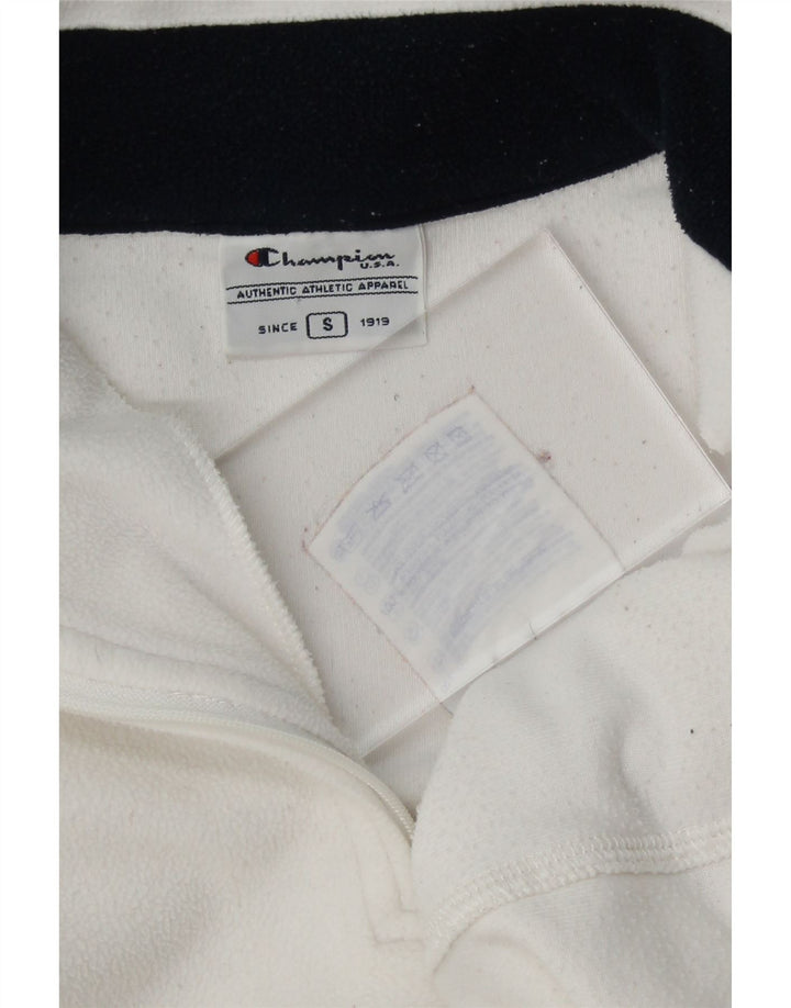 CHAMPION Womens Crop Zip Neck Fleece Jumper UK 10 Small White Polyester Vintage Champion and Second-Hand Champion from Messina Hembry 