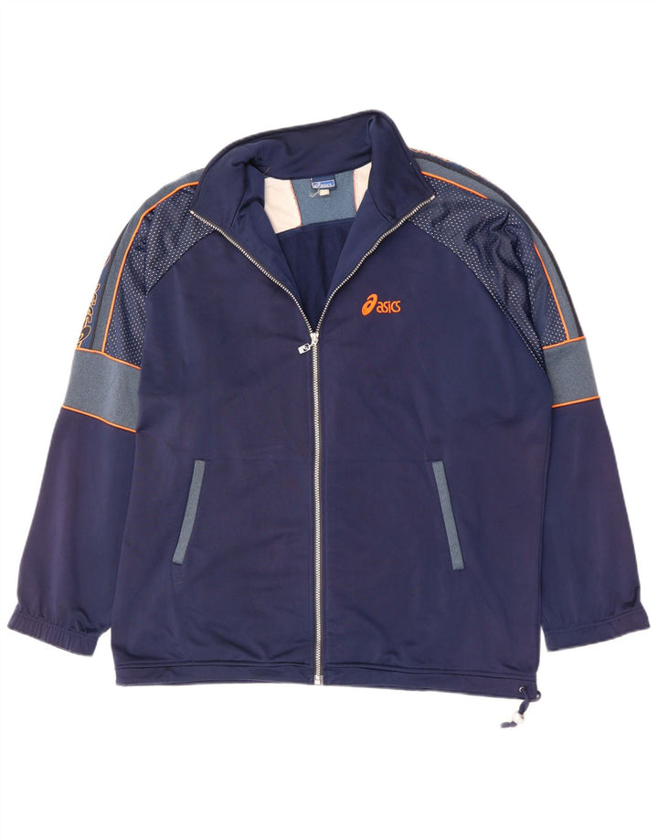 Jachetă de top pentru trening grafic ASICS pentru bărbați, poliester bleumarin 2XL