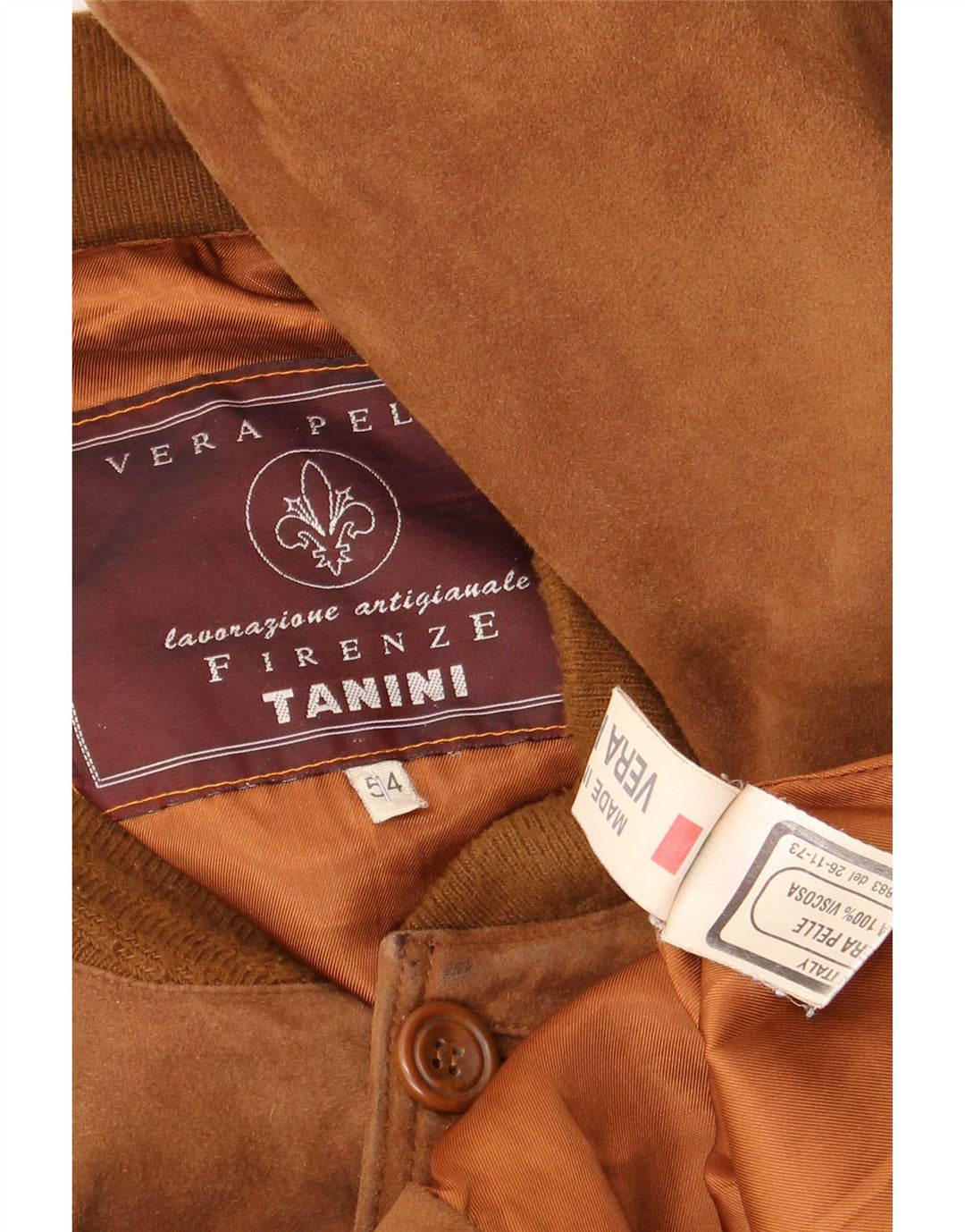 Jachetă Bomber Vintage pentru bărbați din piele intoarsa IT 54 2XL din piele maro