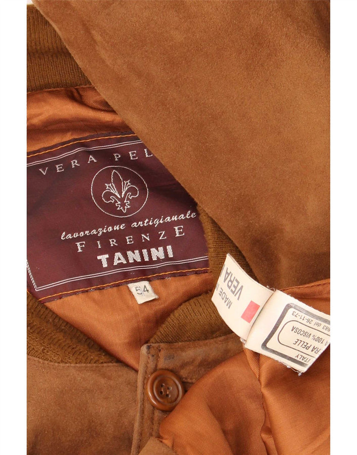 Jachetă Bomber Vintage pentru bărbați din piele intoarsa IT 54 2XL din piele maro