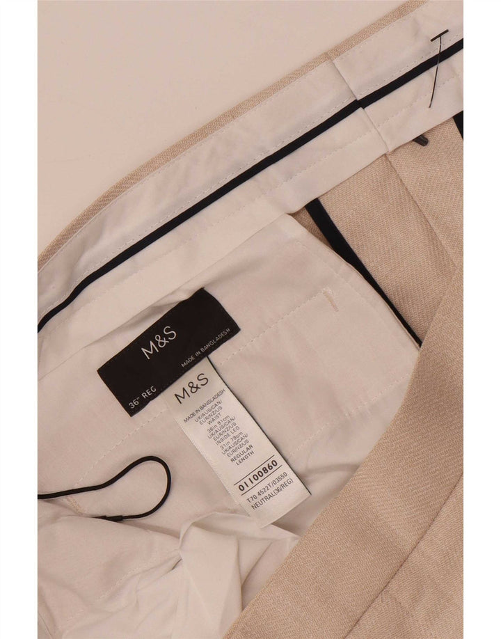 Pantaloni chino conici pentru bărbați Marks & Spencer L36 L30 poliester bej