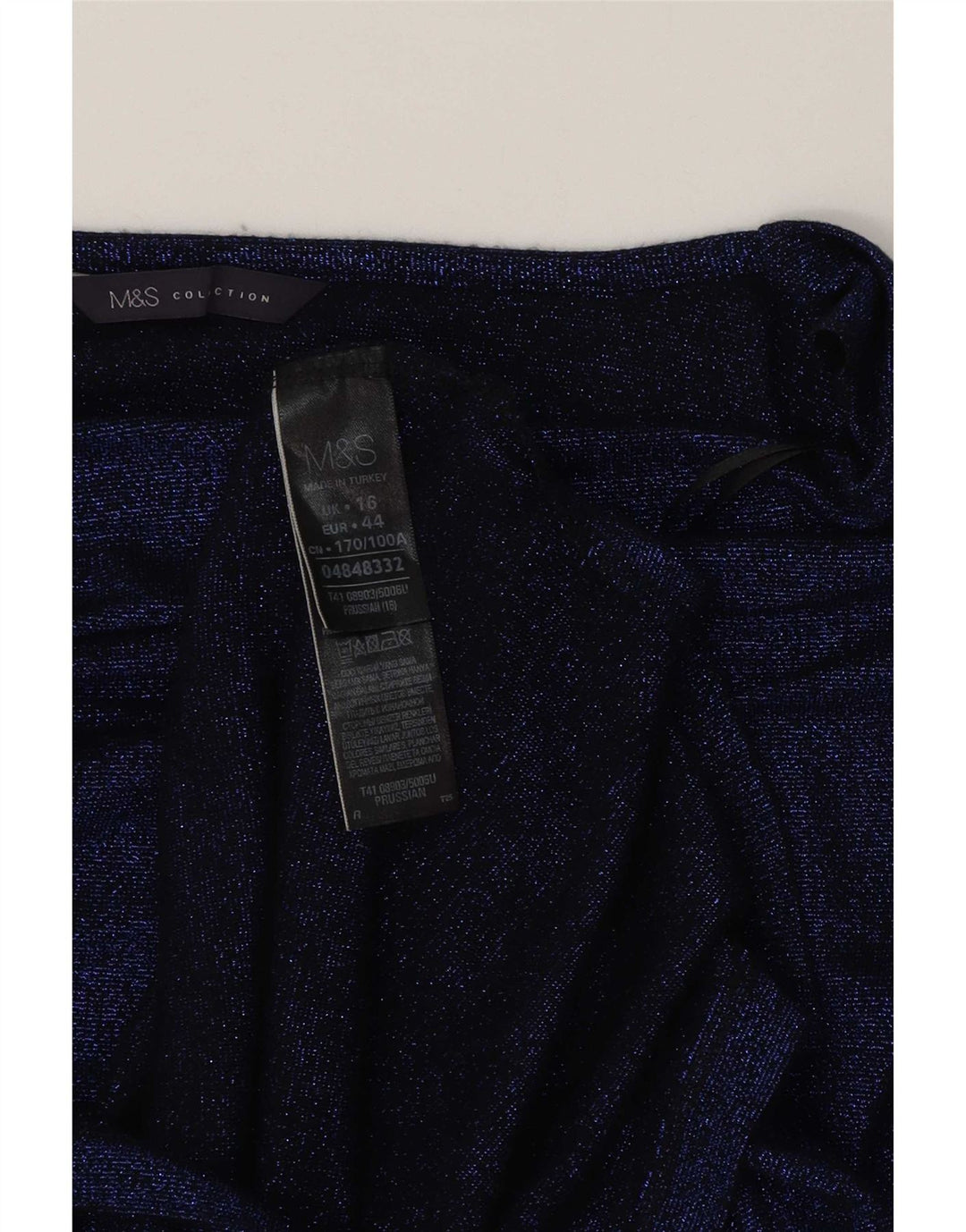 Marks & Spencer Top pentru femei cu mânecă 3/4 UK 16 mare, albastru, viscoză