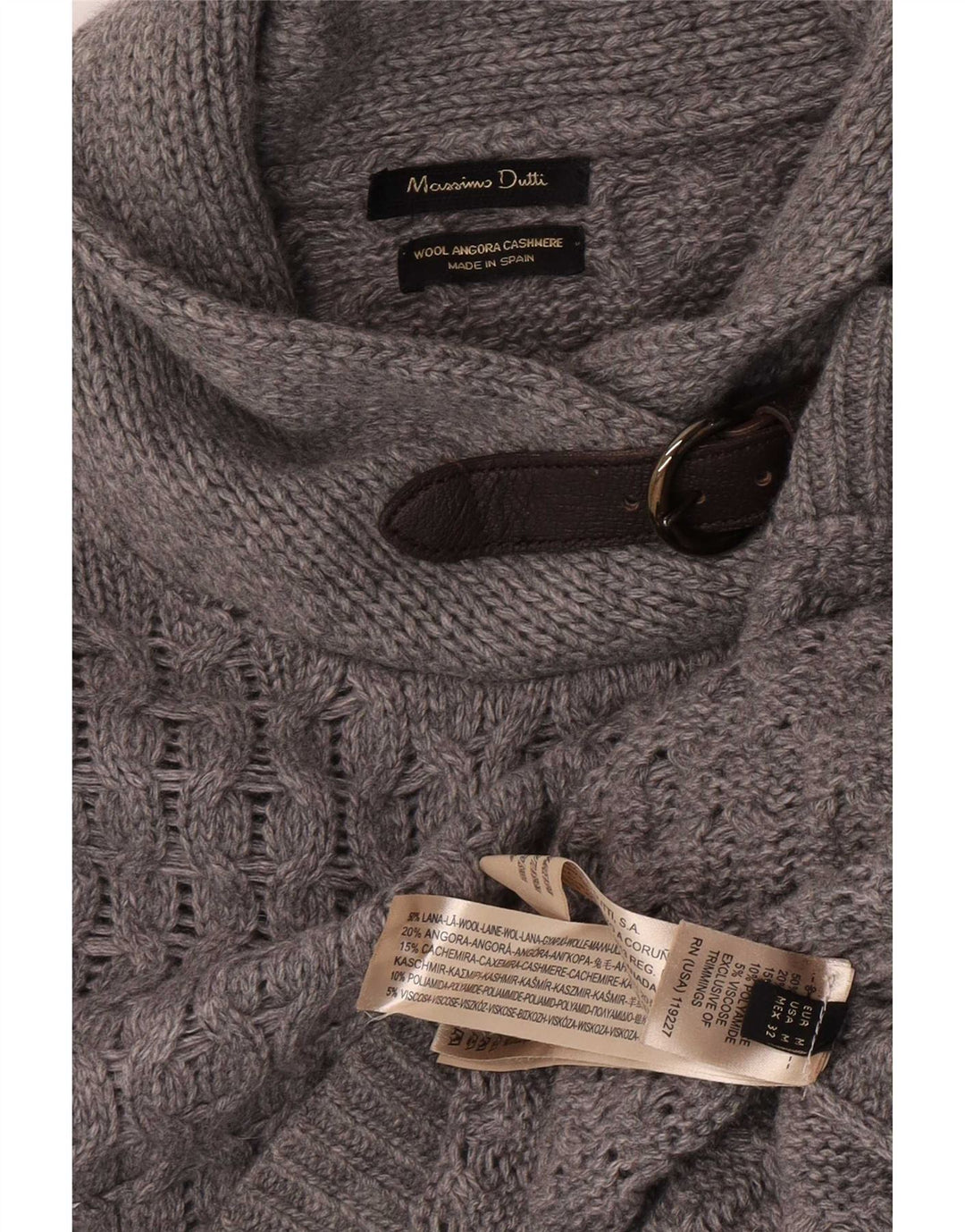 Pulover poncho pentru femei cu gât șal Massimo Dutti UK 14 Lână gri mediu
