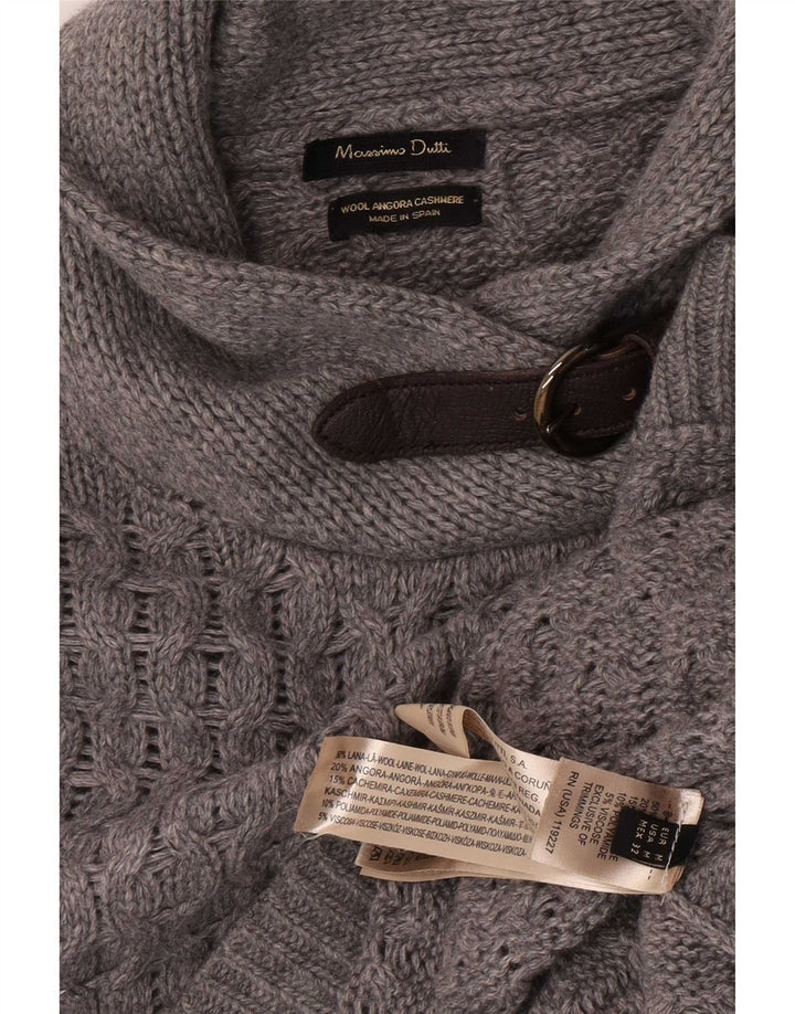 Pulover poncho pentru femei cu gât șal Massimo Dutti UK 14 Lână gri mediu
