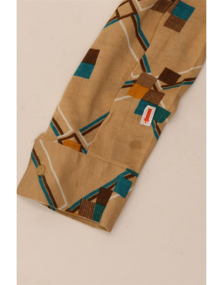 Cămașă VINTAGE pentru femei UK 12 Medium Bej Geometric