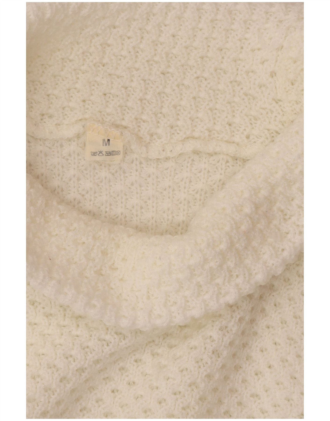 VINTAGE Pulover supradimensionat cu gât rulat pentru femei UK 14 Medium White
