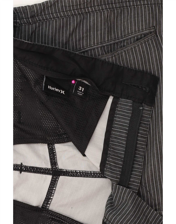Pantaloni scurți chino Hurley pentru bărbați W31, poliester cu dungi gri medii
