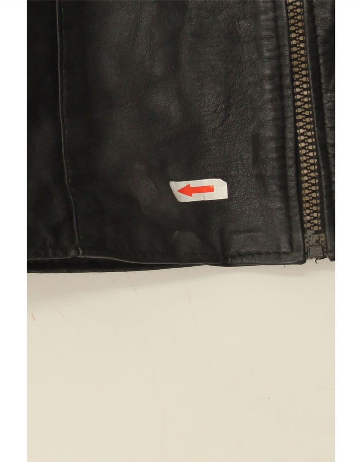 Gilet din piele vintage pentru femei UK 10 Small Black