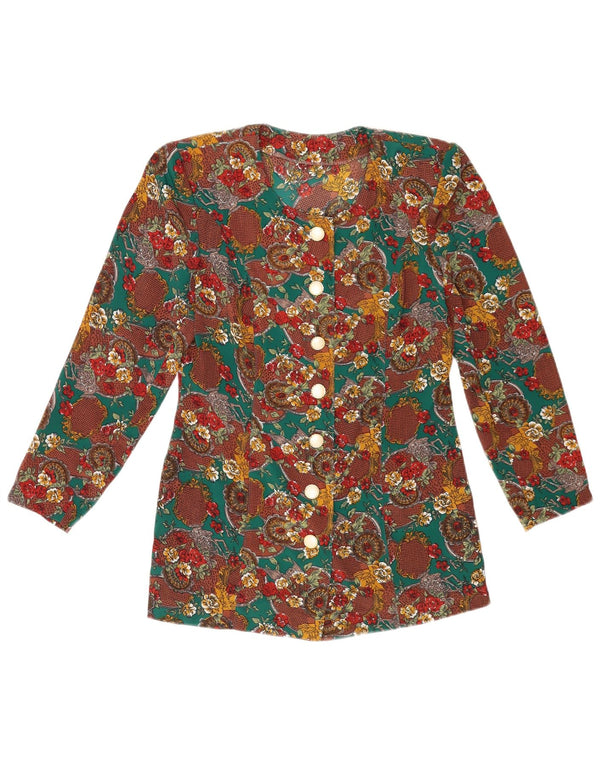 Bluză pentru femei vintage cămașă UK 10 Mic Multicolor Floral