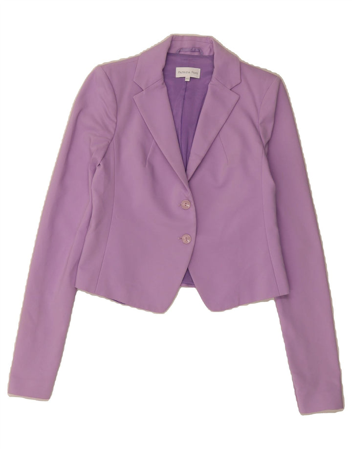 PATRIZIA PEPE Womens Crop 2 Button Blazer Jacket IT 44 Medium Purple Vintage Patrizia Pepe and Second-Hand Patrizia Pepe from Messina Hembry 