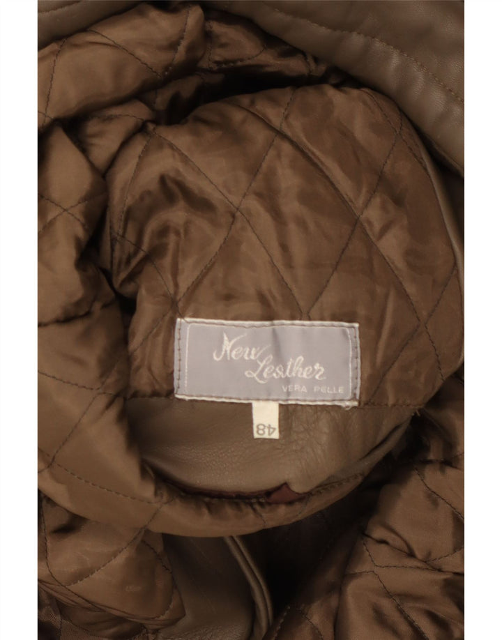 Jachetă de piele pentru bărbați VINTAGE IT 48 din piele maro medie