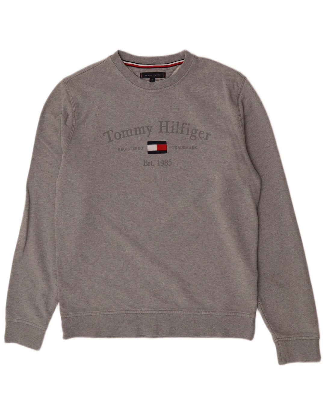 Hanorac grafic pentru bărbați Tommy Hilfiger Pulover XL bumbac gri