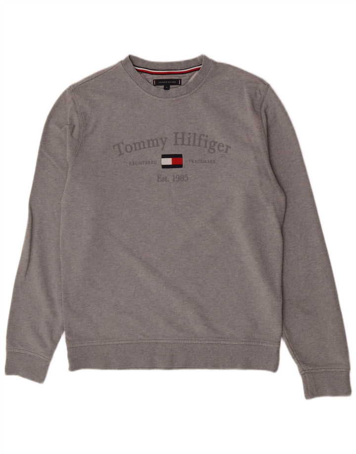 Hanorac grafic pentru bărbați Tommy Hilfiger Pulover XL bumbac gri