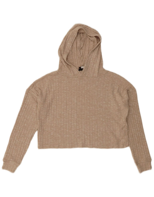 Pulover Topshop pentru femei Crop Hoodie UK 10 Small Beige Viscose
