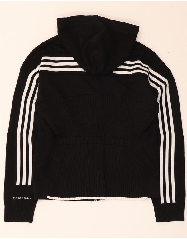 Adidas Womens Hooded Cardigan Sweater UK 8/10 Small Black Polyester