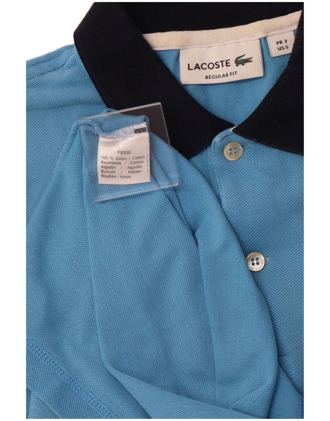 Tricou polo LACOSTE pentru bărbați, cu formă regulată, mărimea 3, bumbac albastru mic
