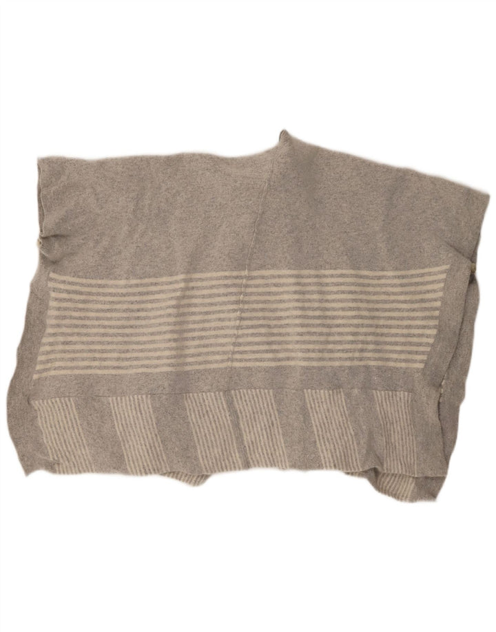 JOULES Pulover Poncho Cardigan pentru femei UK 10 Lână cu dungi gri mici