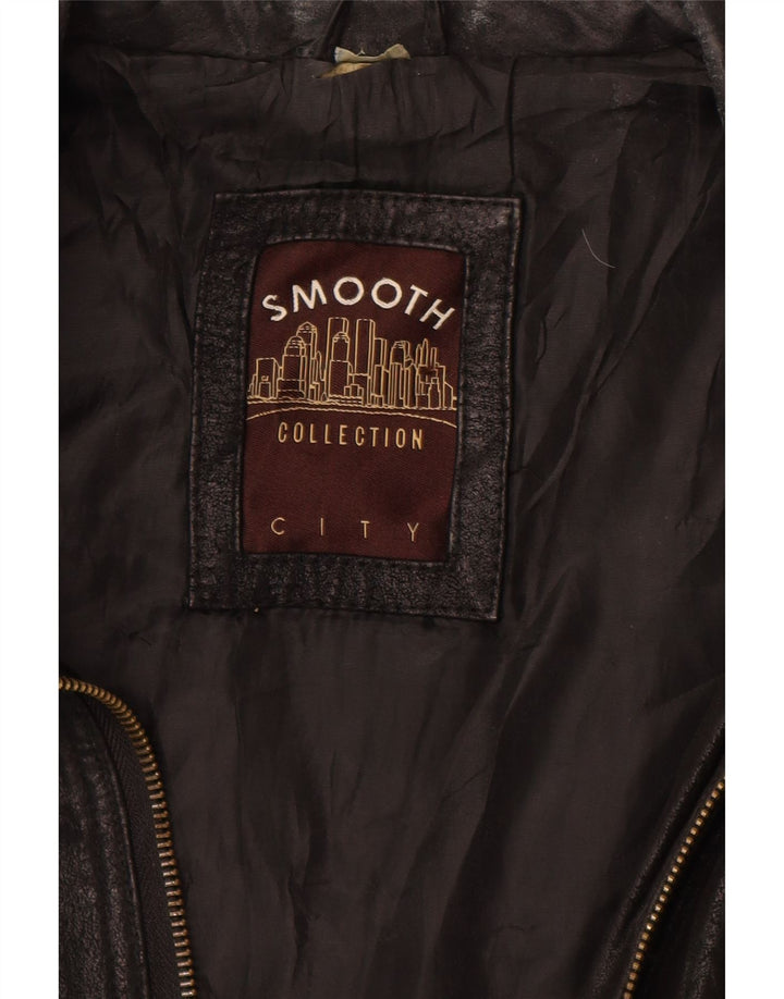 Jachetă de piele pentru bărbați VINTAGE UK 40, mare, neagră, color block