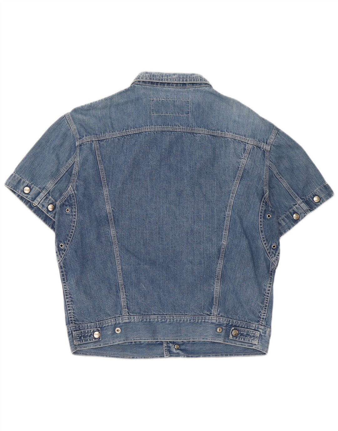 Cămașă din denim cu mânecă scurtă pentru bărbați, albastru mediu