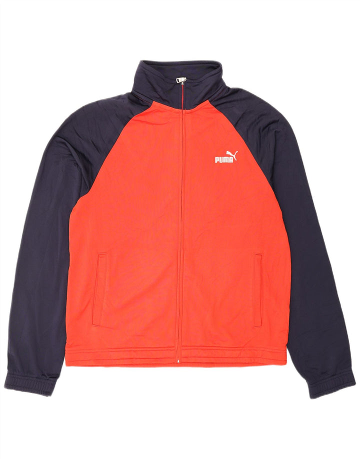 PUMA Mens Tracksuit Top Jacket Medium Orange Colourblock