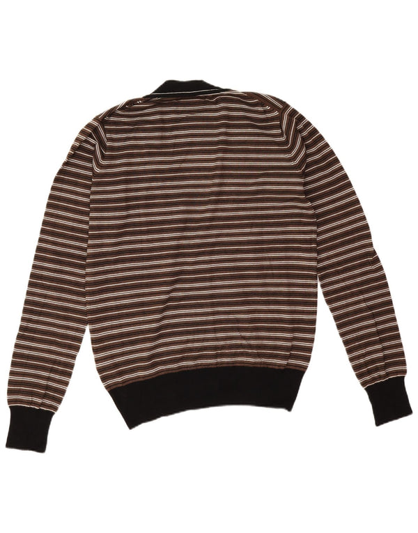 Pulover cardigan pentru bărbați Gaudi, viscoză cu dungi maro mediu