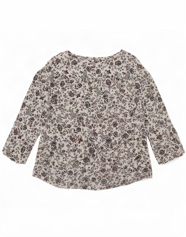 Bluză pentru femei Fat Face cu mâneci 3/4, UK 10, Bumbac Floral Alb Mic