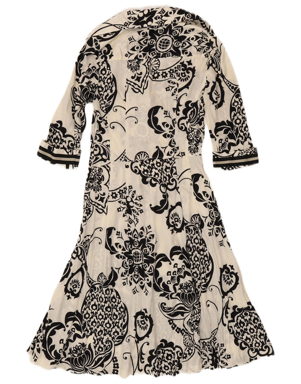 Rochie cămașă pentru femei Zara cu mâneci 3/4 UK 12 Bumbac Floral Alb Mediu